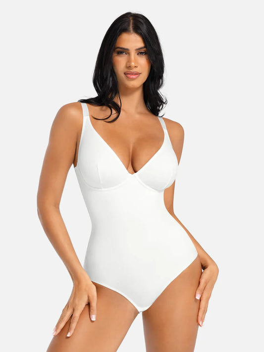 Lovisy V Neck Tummy Control Shaping Bodysuit