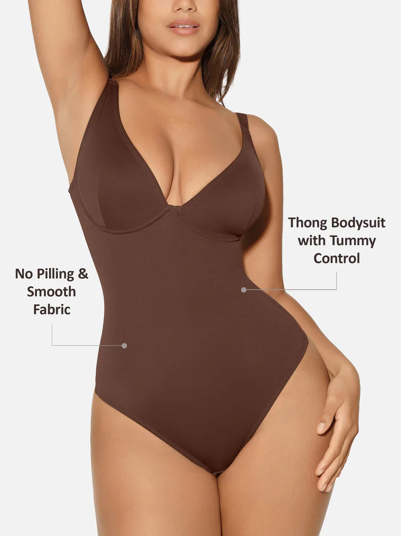 Lovisy V Neck Tummy Control Shaping Bodysuit