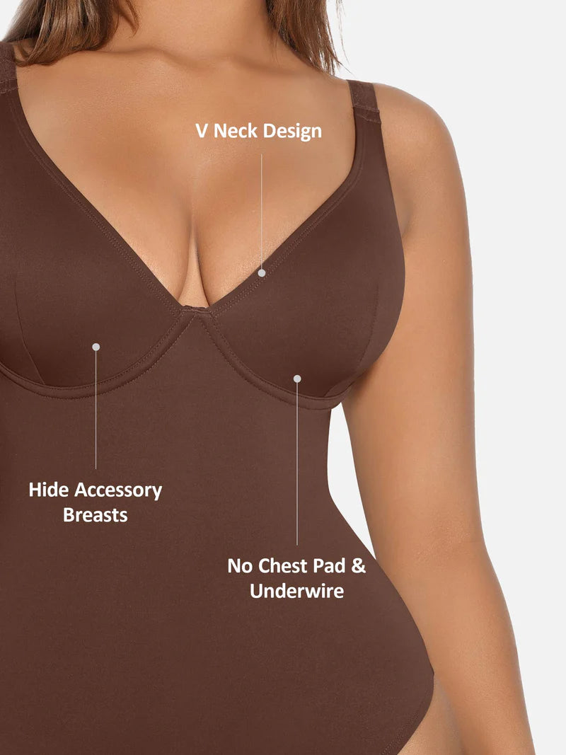 Lovisy V Neck Tummy Control Shaping Bodysuit