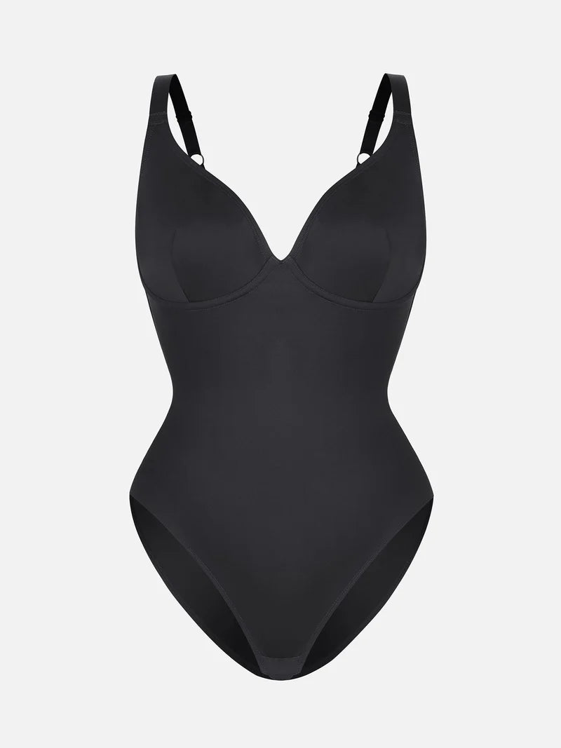 Lovisy V Neck Tummy Control Shaping Bodysuit