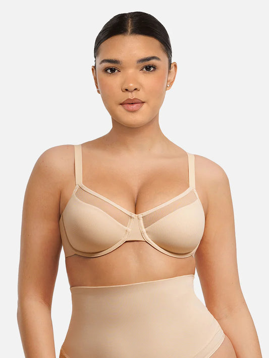 Lovisy Sheer Mesh Full Coverage Unpadded Underwire Bra