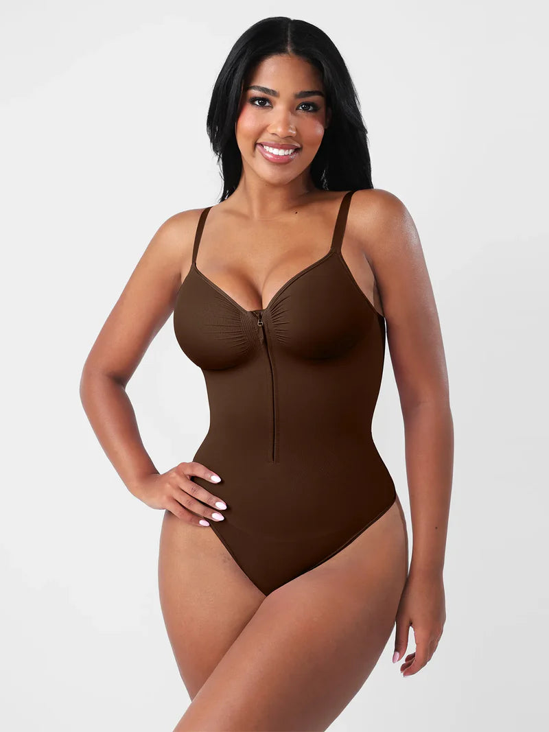 Lovisy Seamless Tummy Control Zipper Sculpt and Support Bodysuit