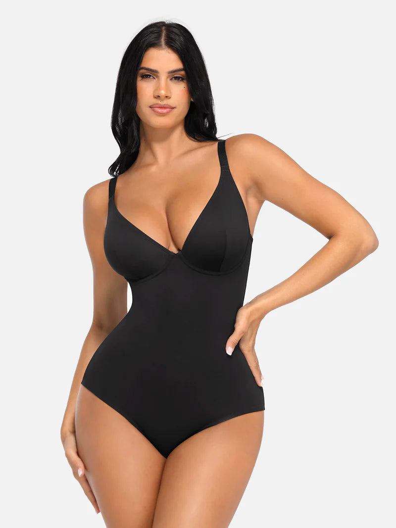 Lovisy V Neck Tummy Control Shaping Bodysuit