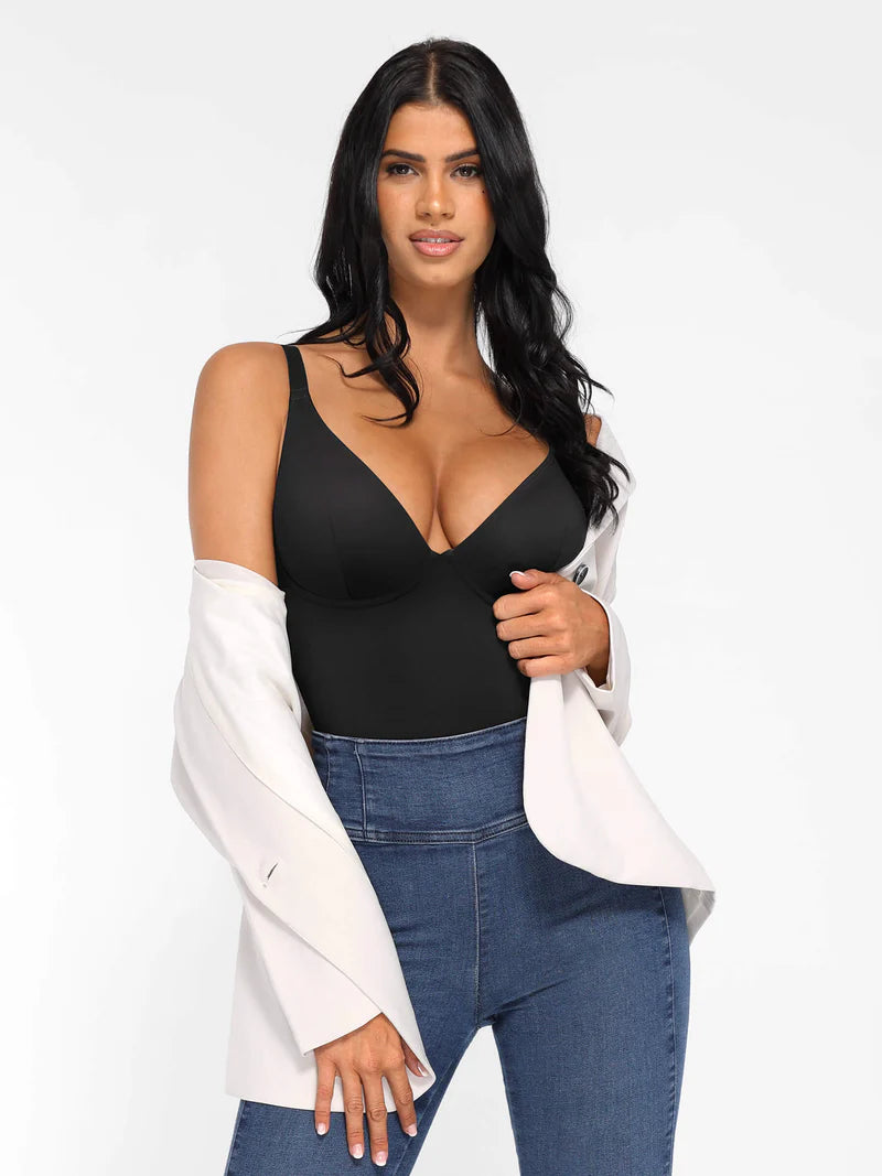 Lovisy V Neck Tummy Control Shaping Bodysuit